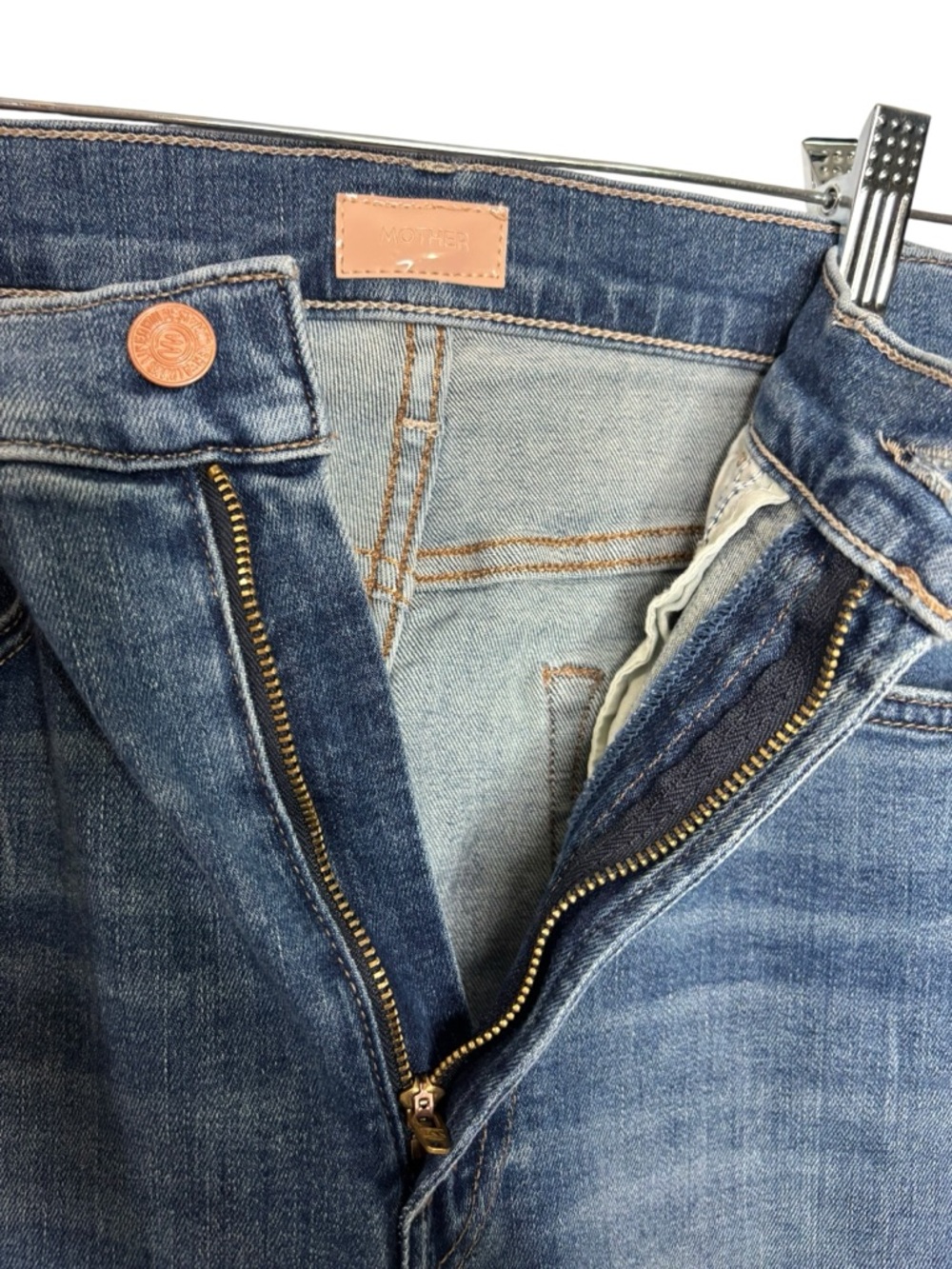 Mother The Hustler Ankle Fray High Rise Stretch Denim Jeans in Healing Jar SZ 30 - Picture 5 of 16
